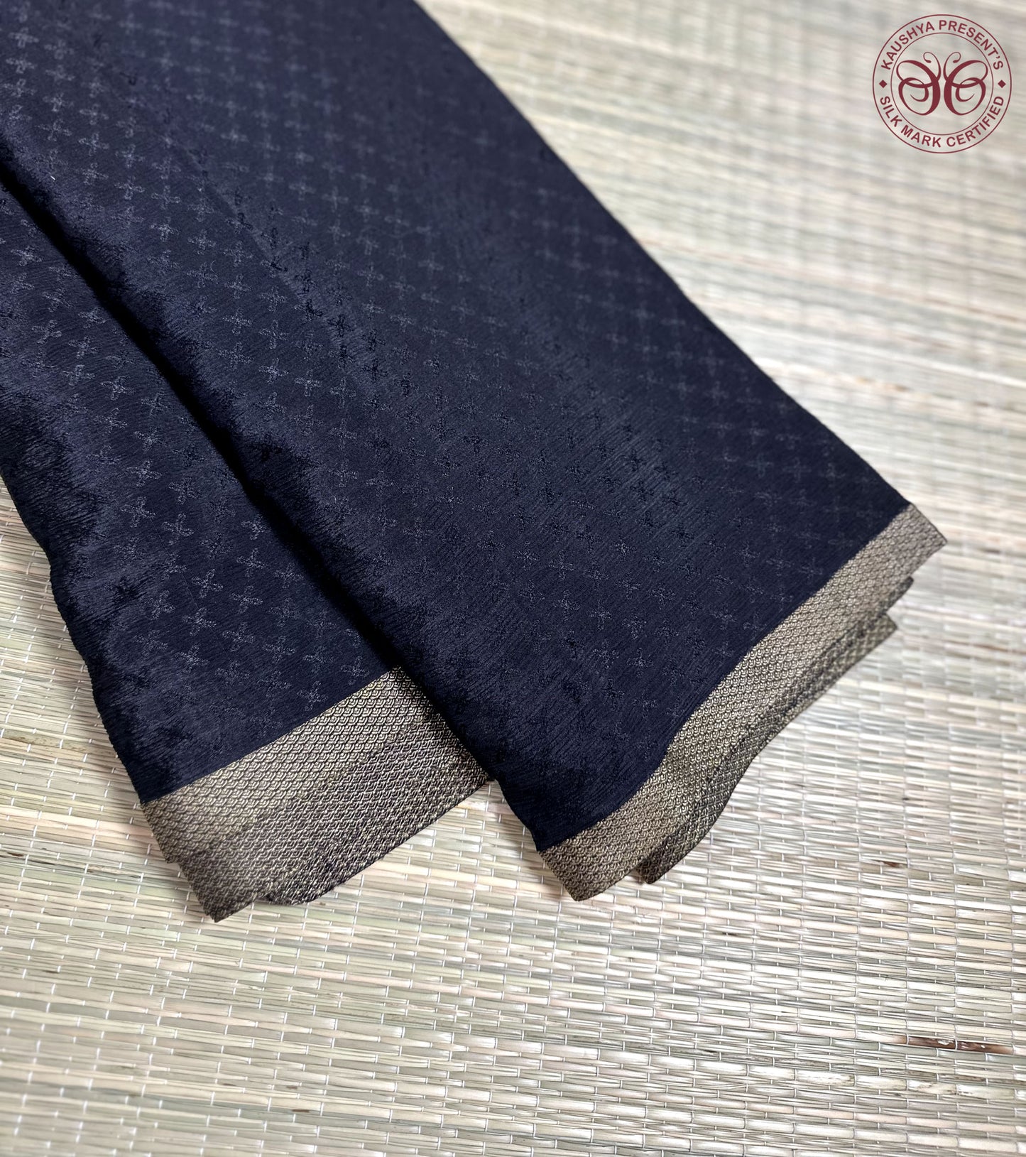 Black Pure Silk Crepe Georgette Saree