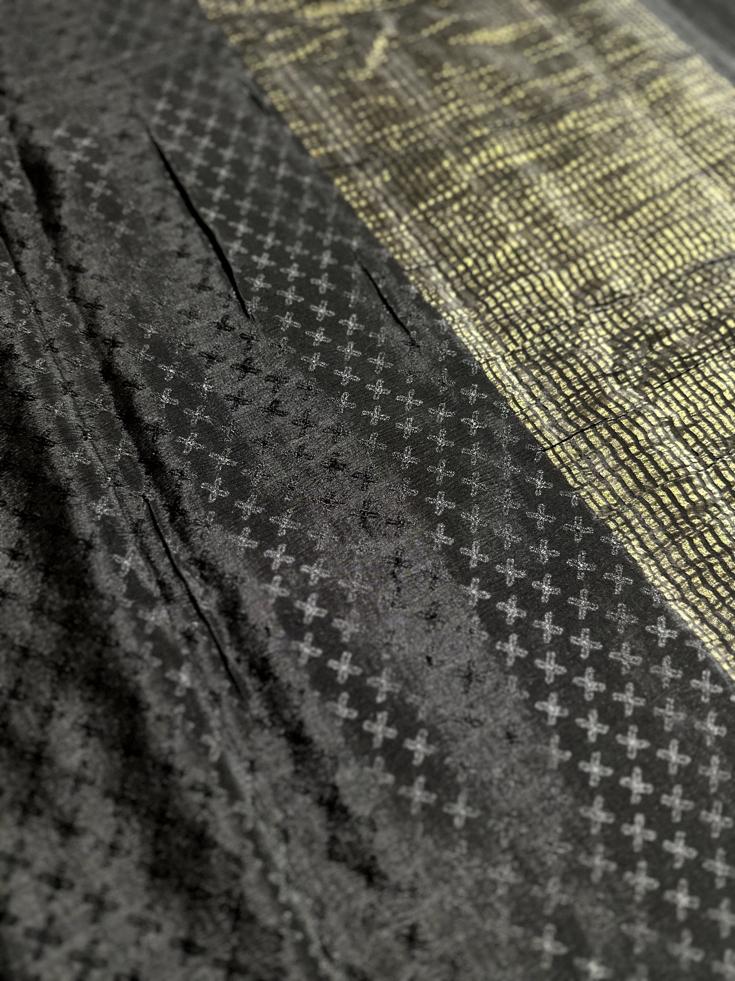 Black Pure Silk Crepe Georgette Saree