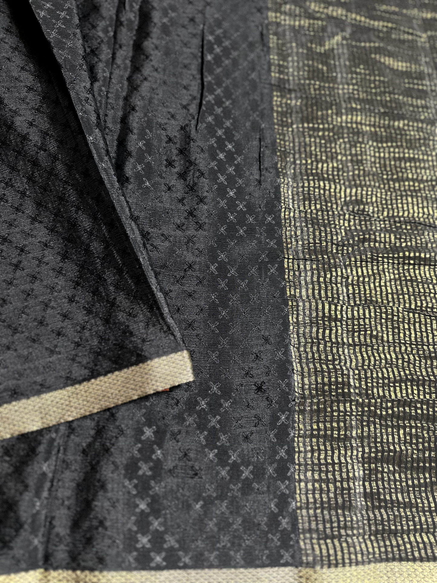 Black Pure Silk Crepe Georgette Saree