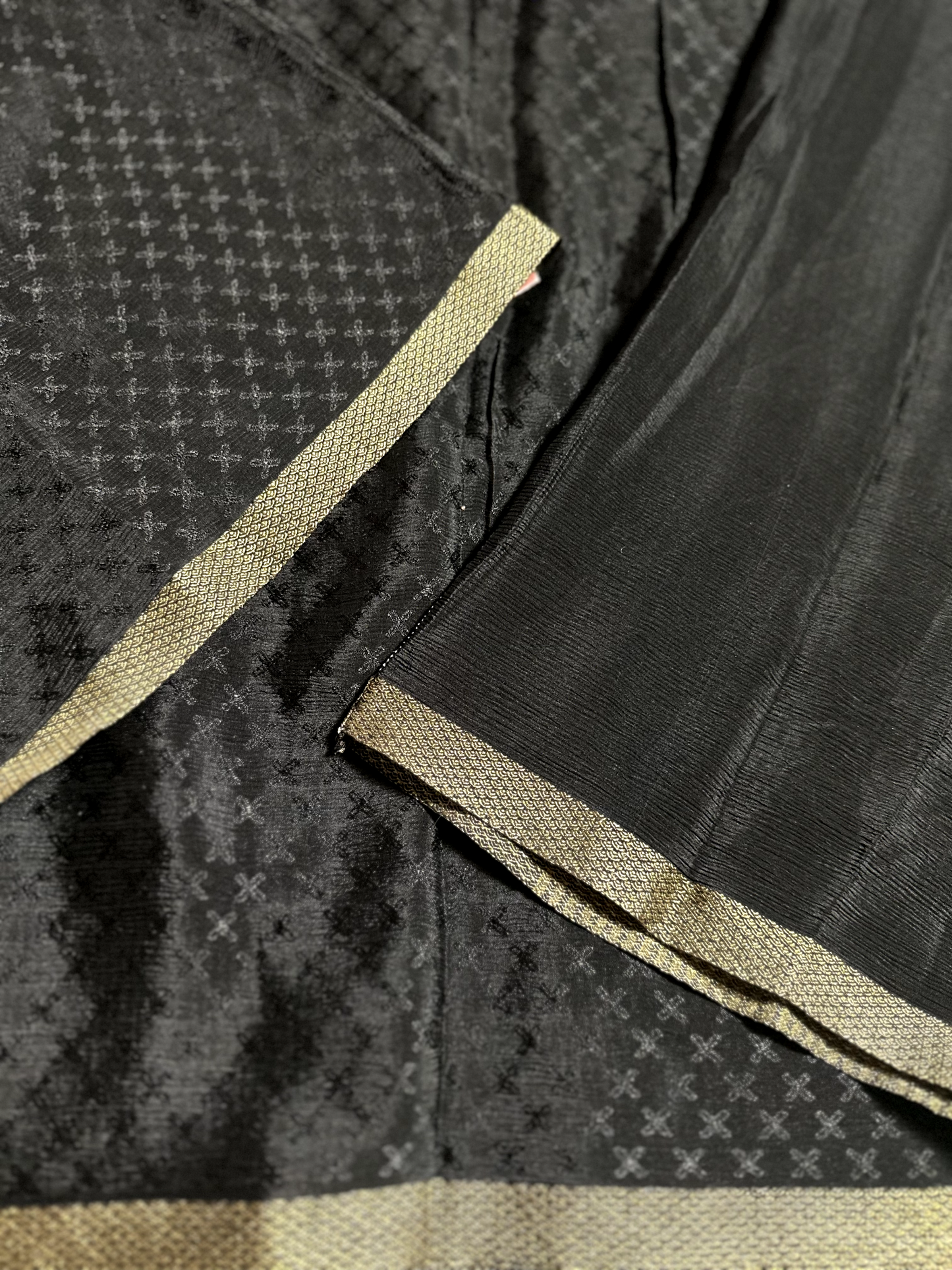 Black Pure Silk Crepe Georgette Saree