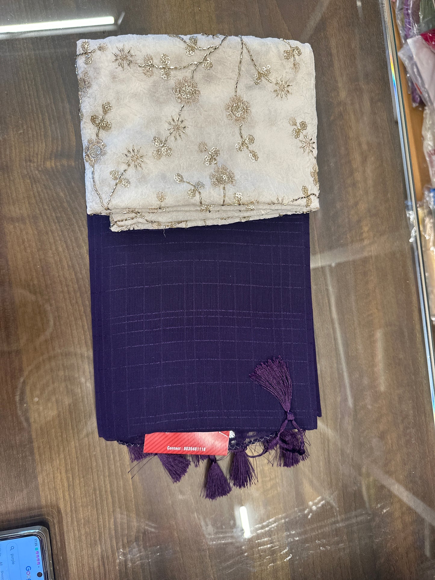 Fancy blouse plain saree