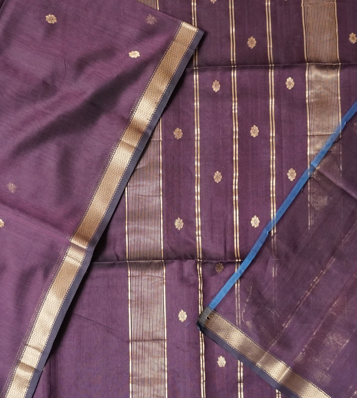 Brown Maheshwari Silk Cotton Saree