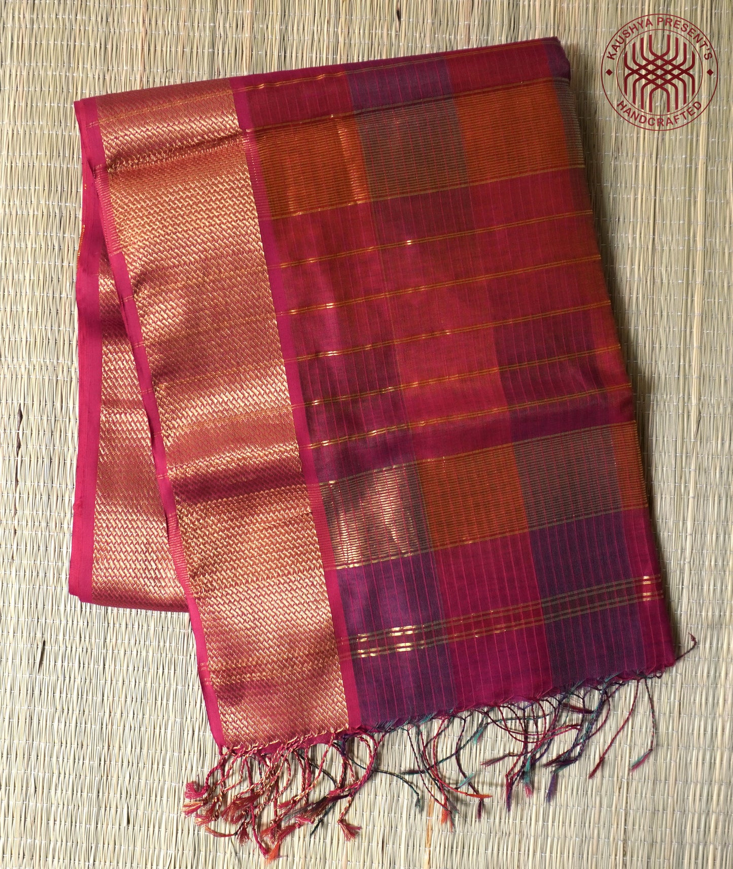 Pink Multi Shade Maheshwari Silk Cotton Saree
