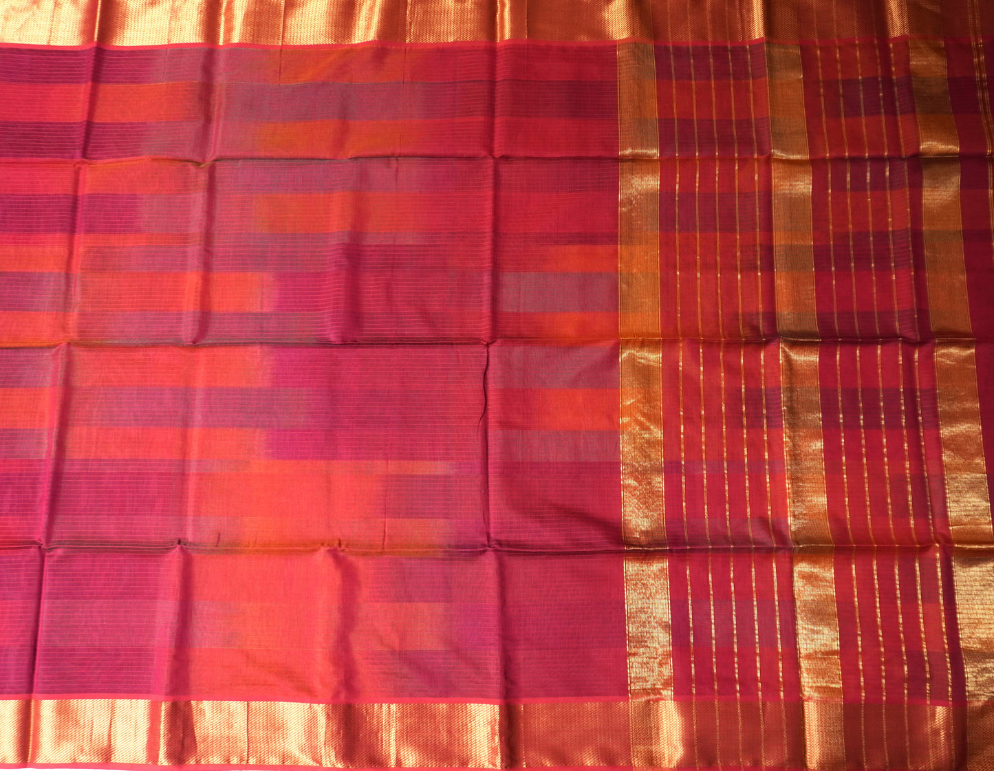 Pink Multi Shade Maheshwari Silk Cotton Saree