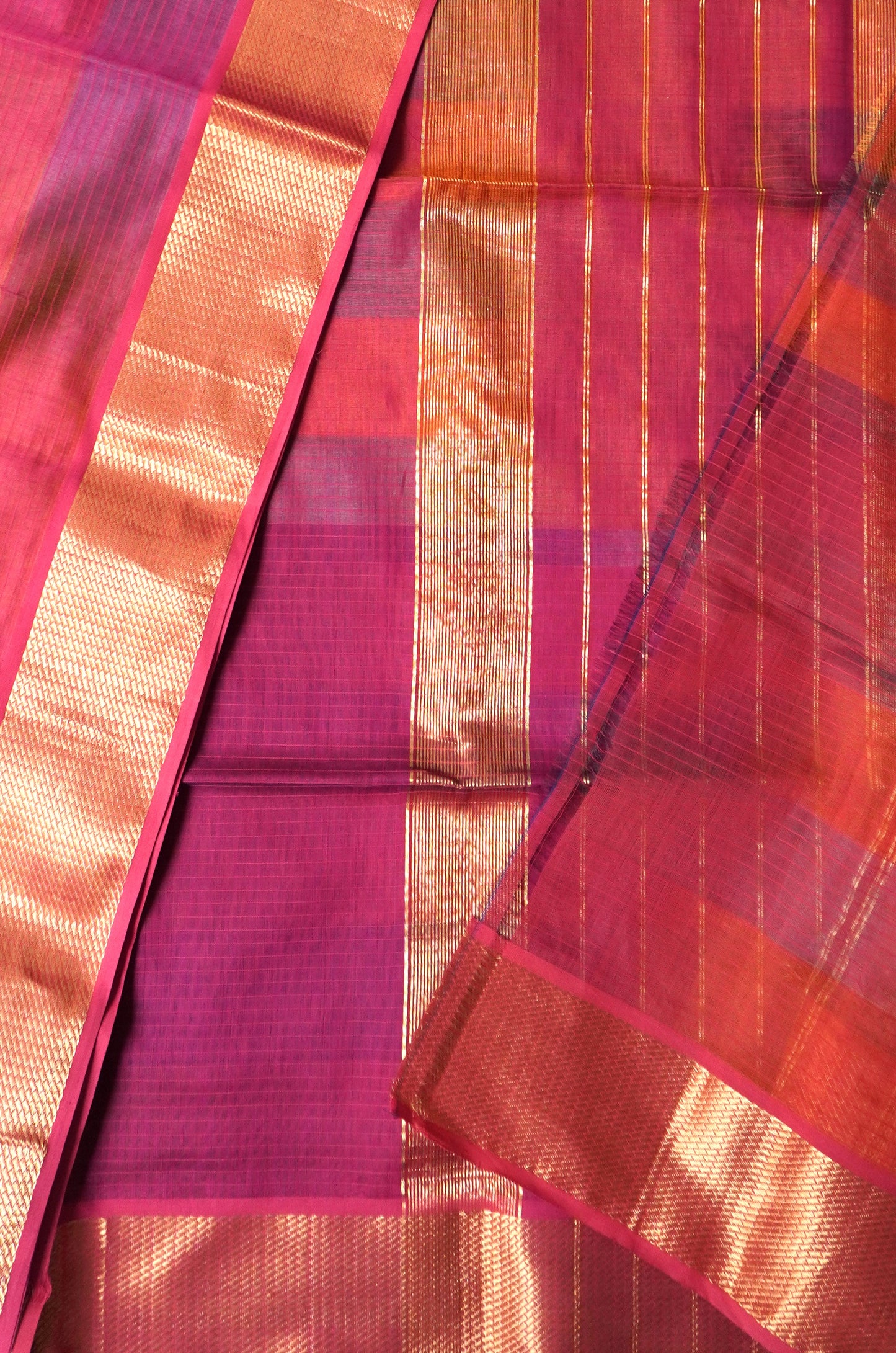 Pink Multi Shade Maheshwari Silk Cotton Saree