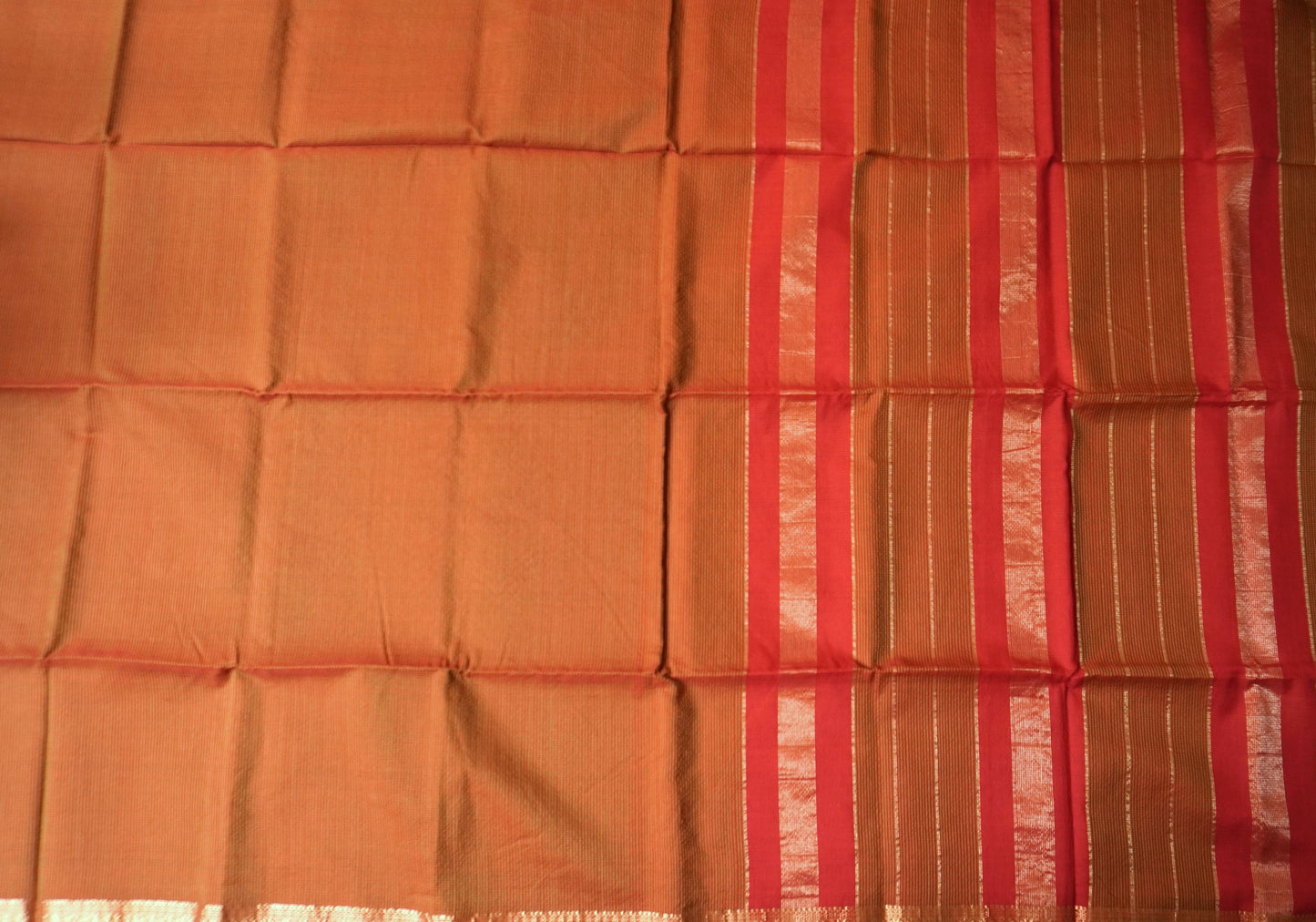Red Checks Maheshwari Silk Cotton Saree
