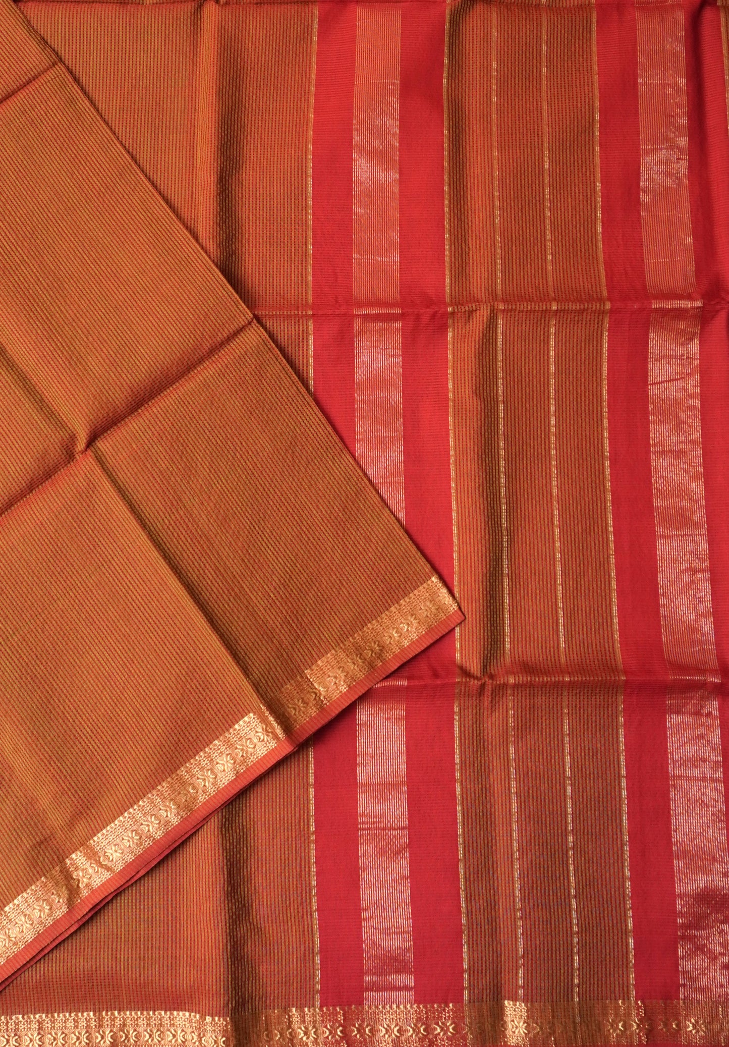 Red Checks Maheshwari Silk Cotton Saree