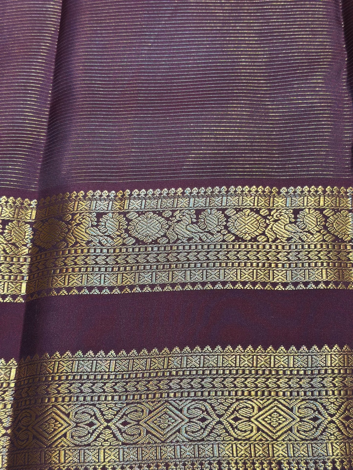 Yellow & Brown Handloom Kanchipuram Pure Silk Saree with Kuttu Jari