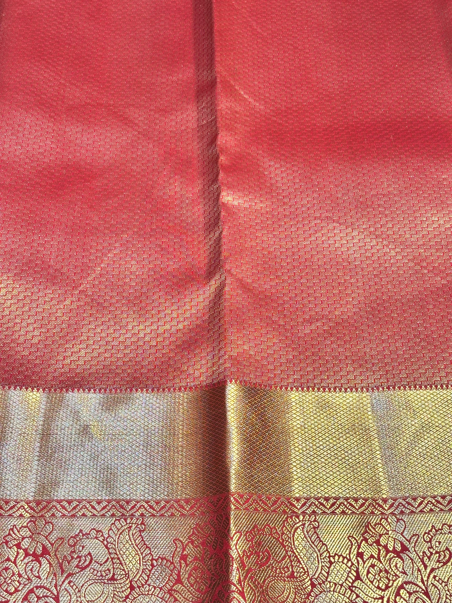 Orange & Red Handloom Kanchipuram Pure Silk Saree