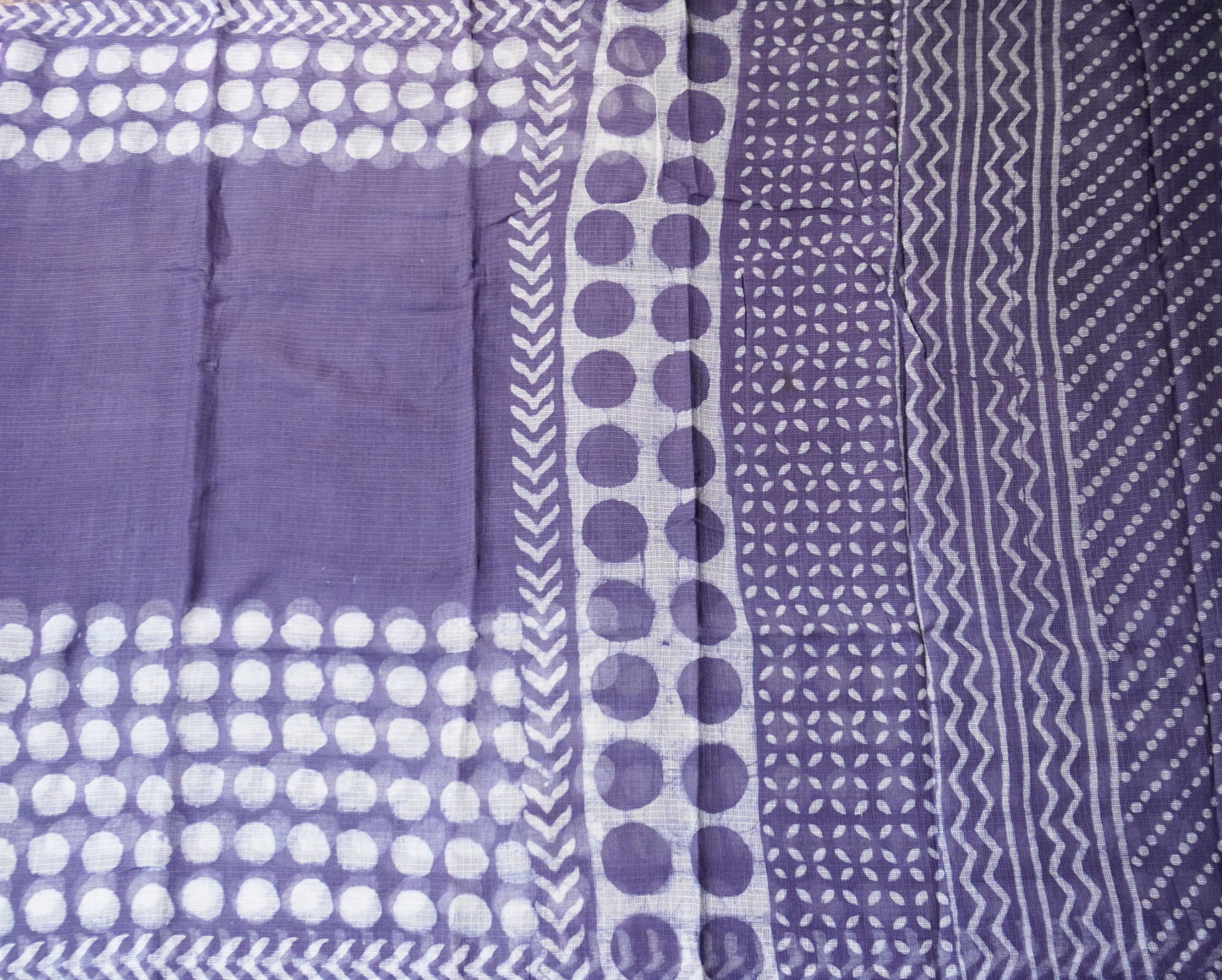 Deep Violet Kota Doria Saree with Bold Dot Motifs