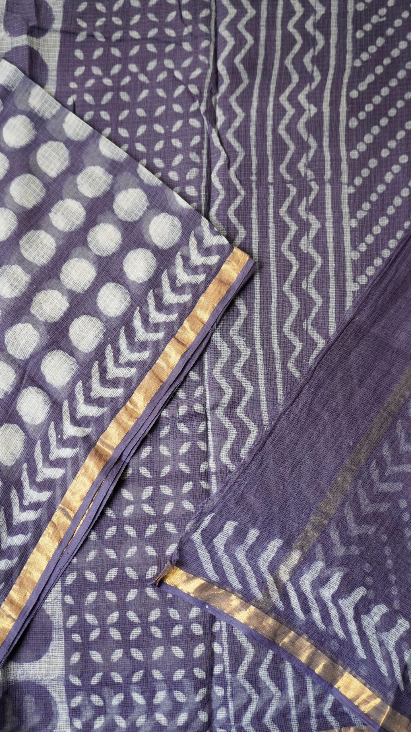 Deep Violet Kota Doria Saree with Bold Dot Motifs