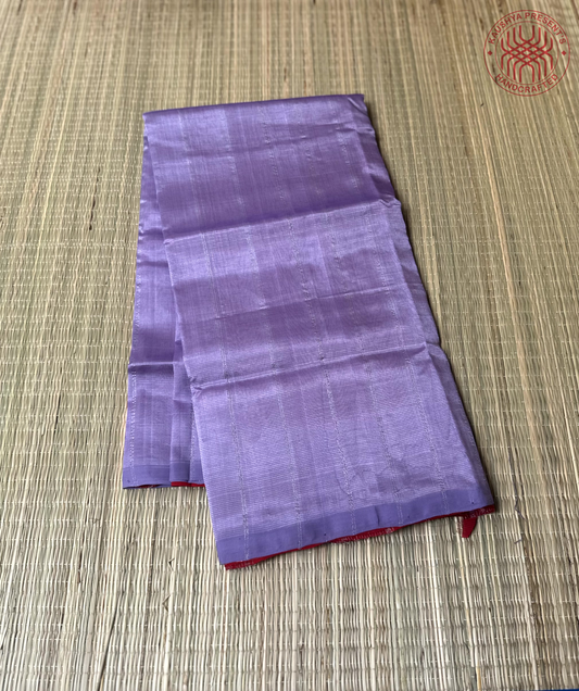 Lavender & Red Plain Handloom Mangalagiri Silk Cotton Saree