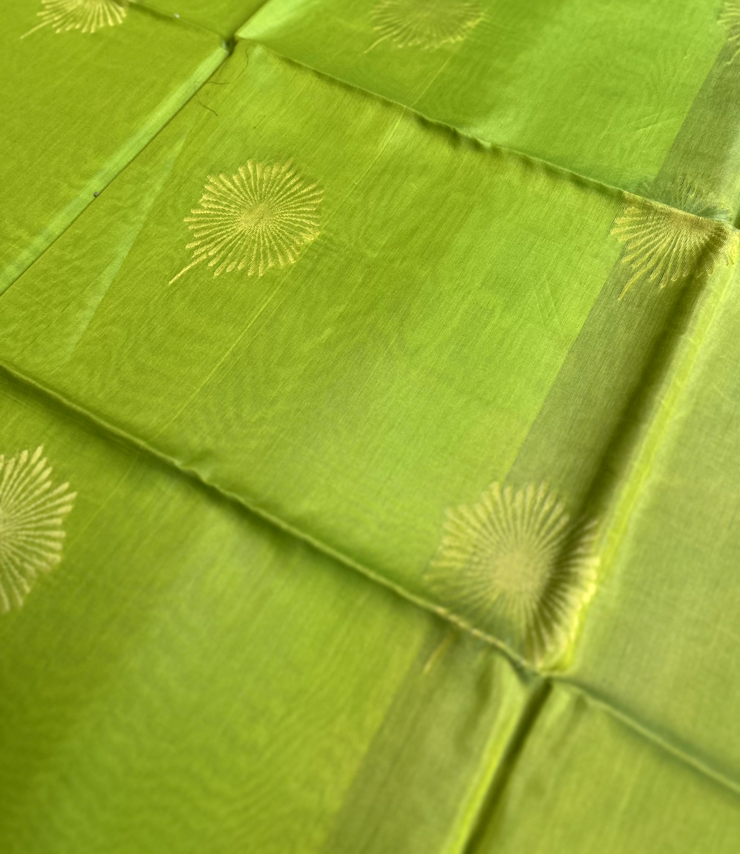 Lime Green & Brown Kanchi Soft Silk Cotton Saree