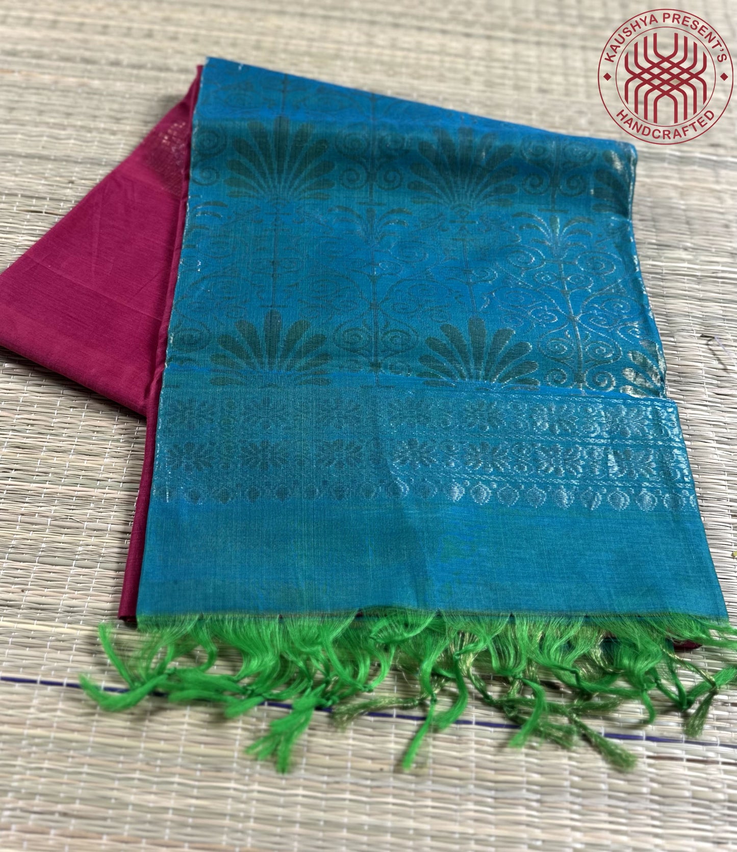 Pink & Teal Kanchi Silk Cotton Saree