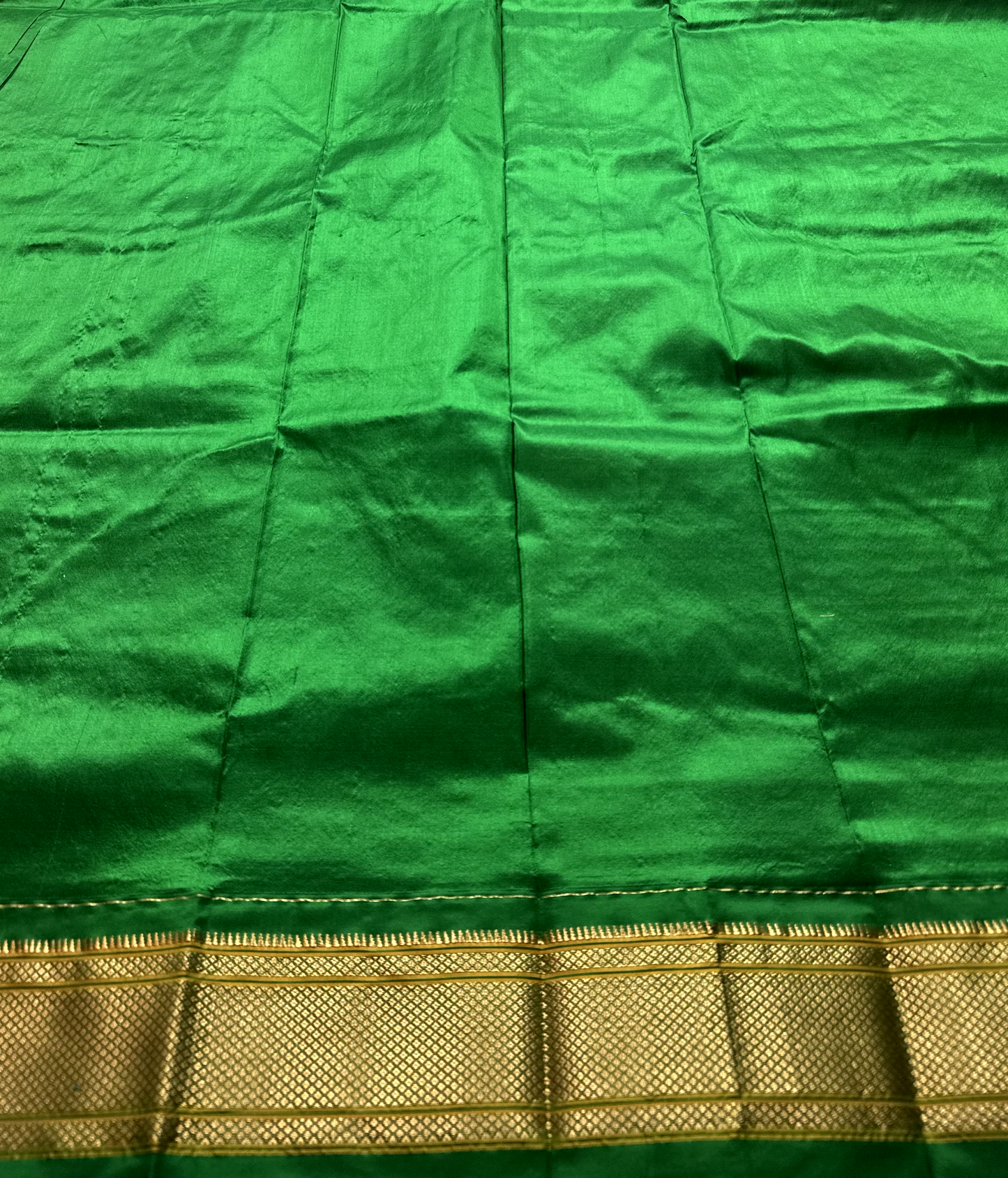 Coral Pure Silk Gadwal Paithani Saree with Green Border