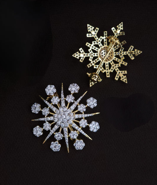 Premium Diamond Finish Brooch with Starburst Design