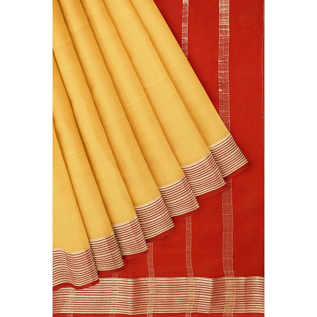 Cream Pure Silk Mysore Crepe Saree