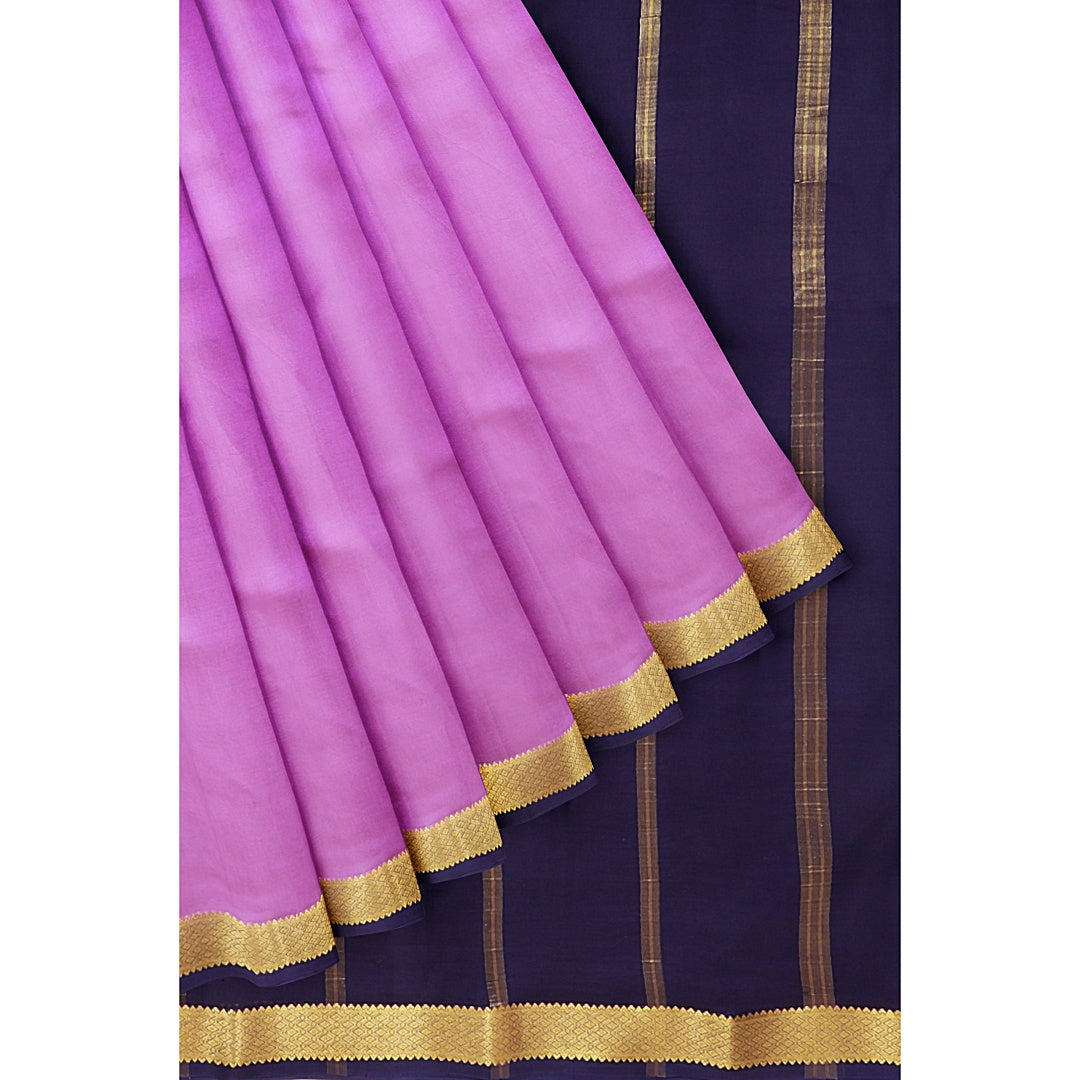 Purple Small Border Pure Silk Mysore Crepe Saree