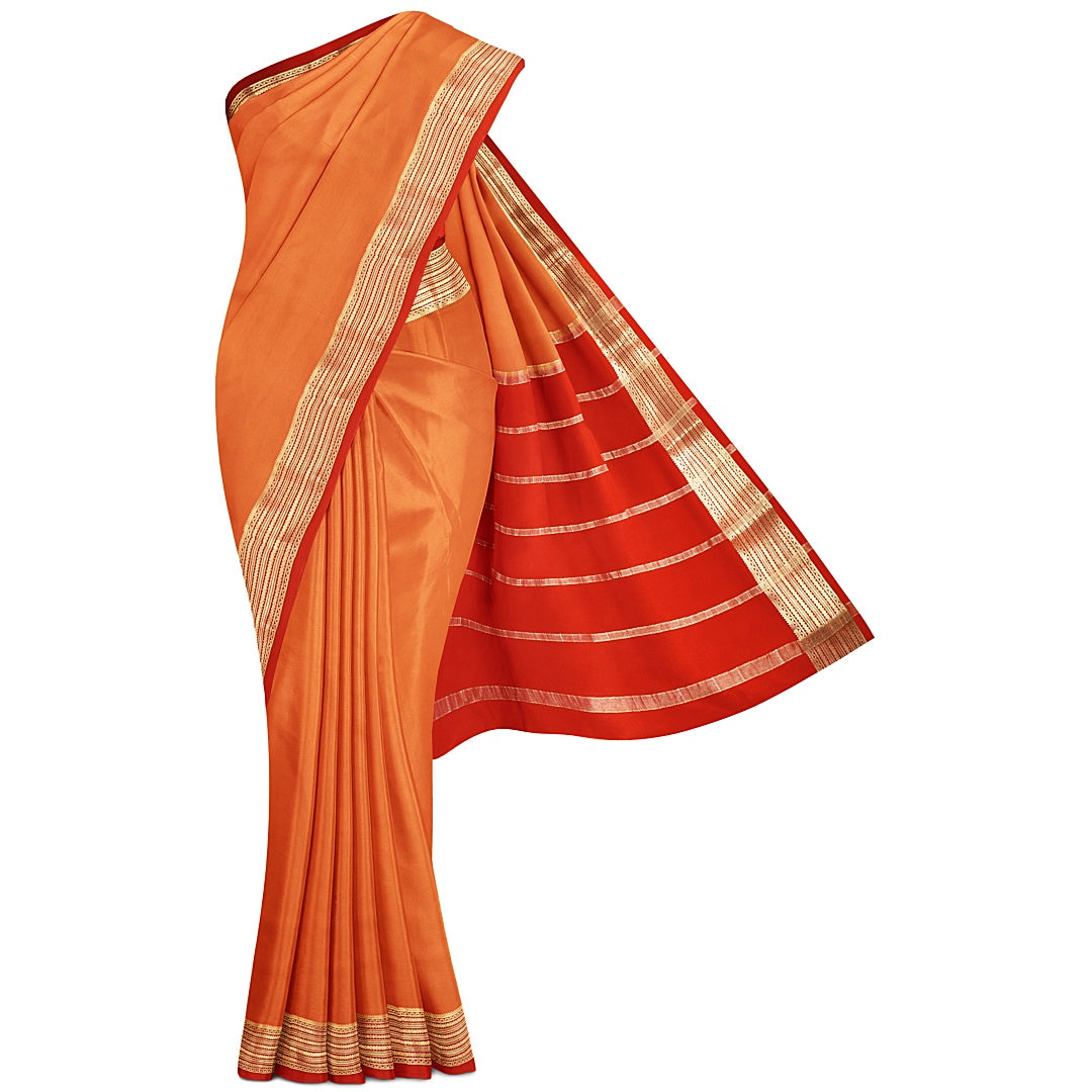 Orange Pure Silk Mysore Crepe Saree