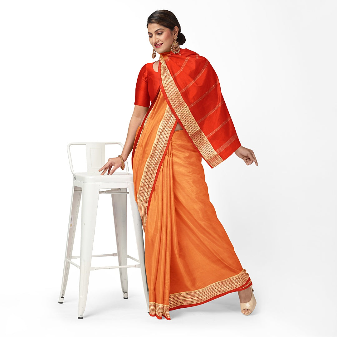 Orange Pure Silk Mysore Crepe Saree