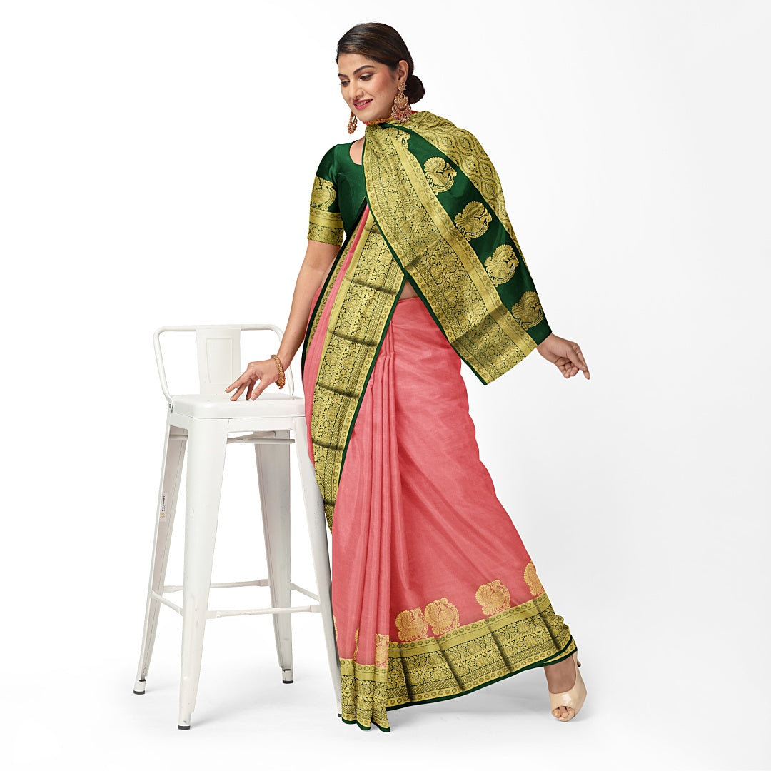 Pink Pure Silk Mysore Crepe Saree