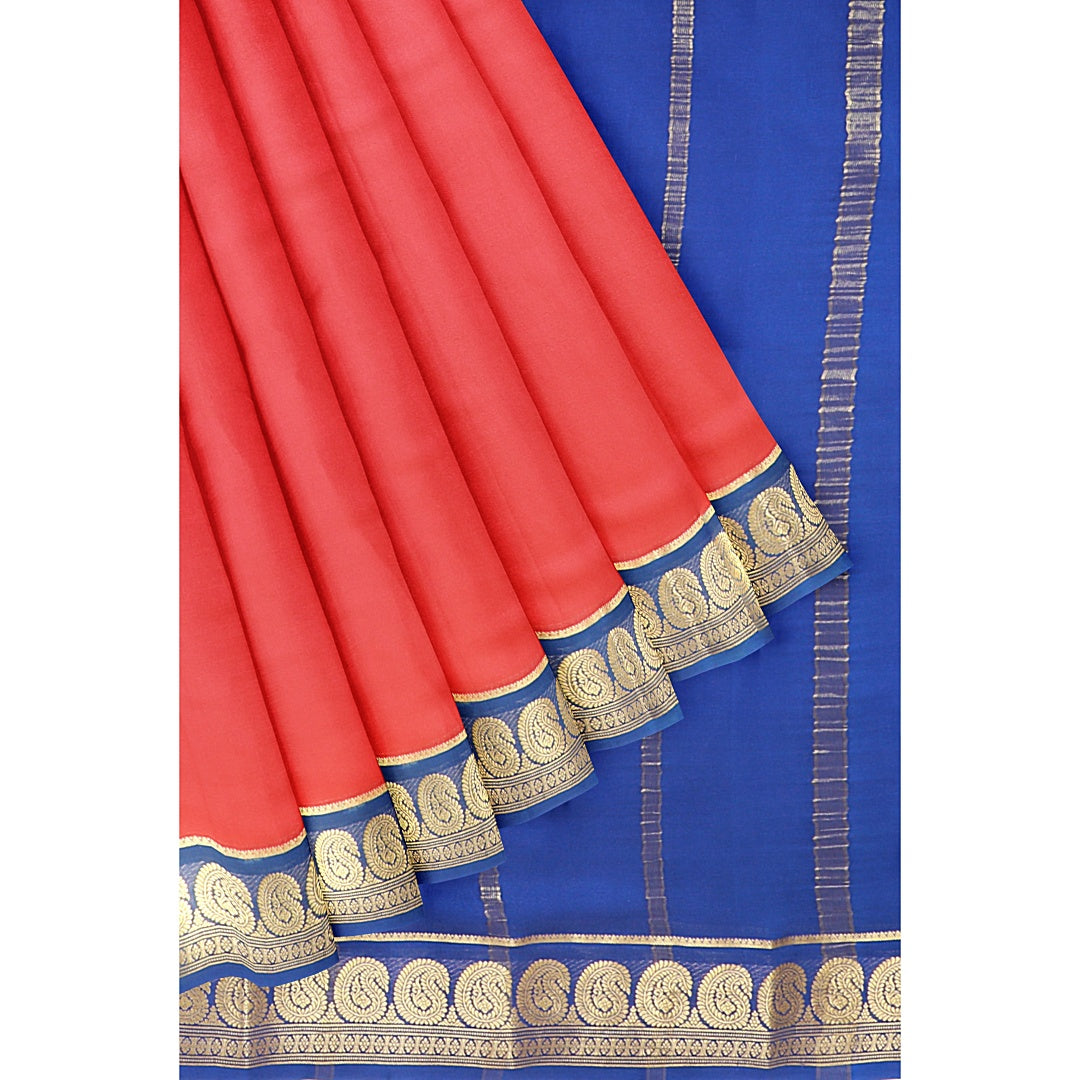 Red Mango Border Pure Silk Mysore Crepe Saree