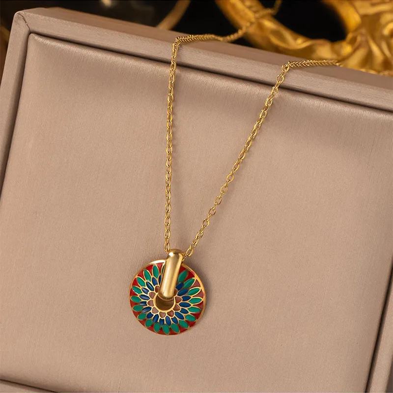 Non Tarnish 18K Gold Plated Titanium Steel Pendent Set
