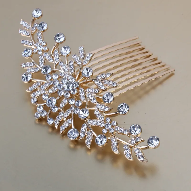 Classic Style Flowers Hair Comb With Alloy material And Rhinestone Inlay Design b