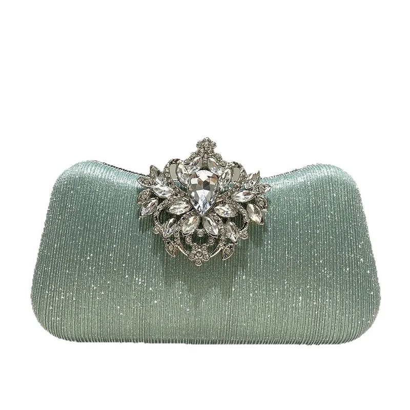 Stripe Dumpling Shape Evening Bag In Polyester With Rhinestone And Chain Strap For Women
