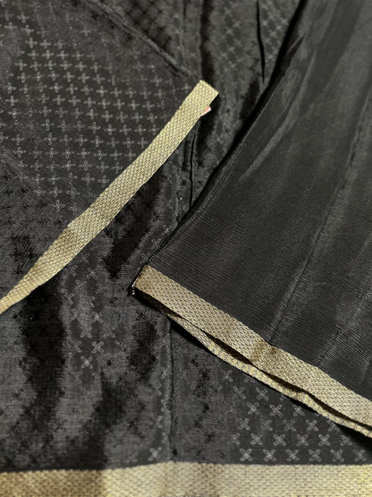 Black Pure Silk Crepe Georgette Saree