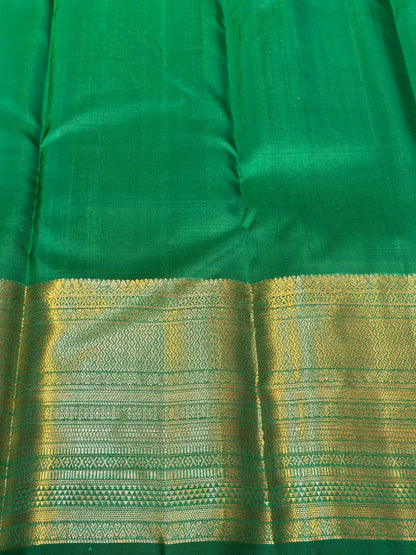 Rani Pink & Dark Green Kanchipuram Pure Silk Saree with Gatti Border