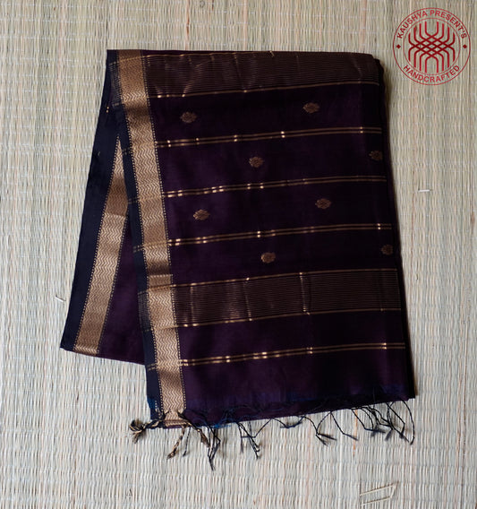 Brown Maheshwari Silk Cotton Saree