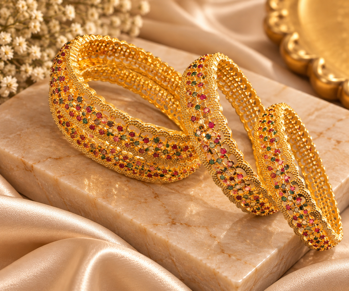 Ruby Stone Gold Plated Bangle