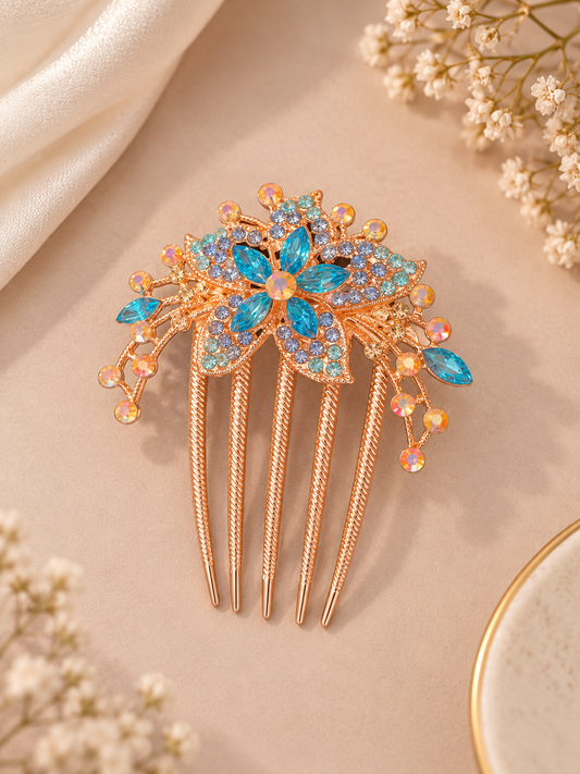 Luxurious Electroplated Flowers Headwear Insert With Alloy Rhinestones