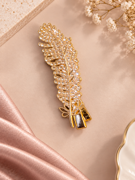 Rhinestone Feather Hairpin