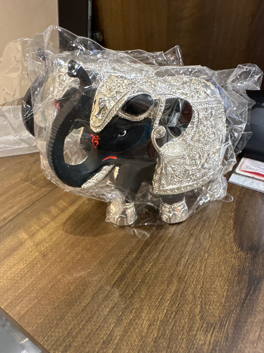 Black And Silver Coated Small Elephant