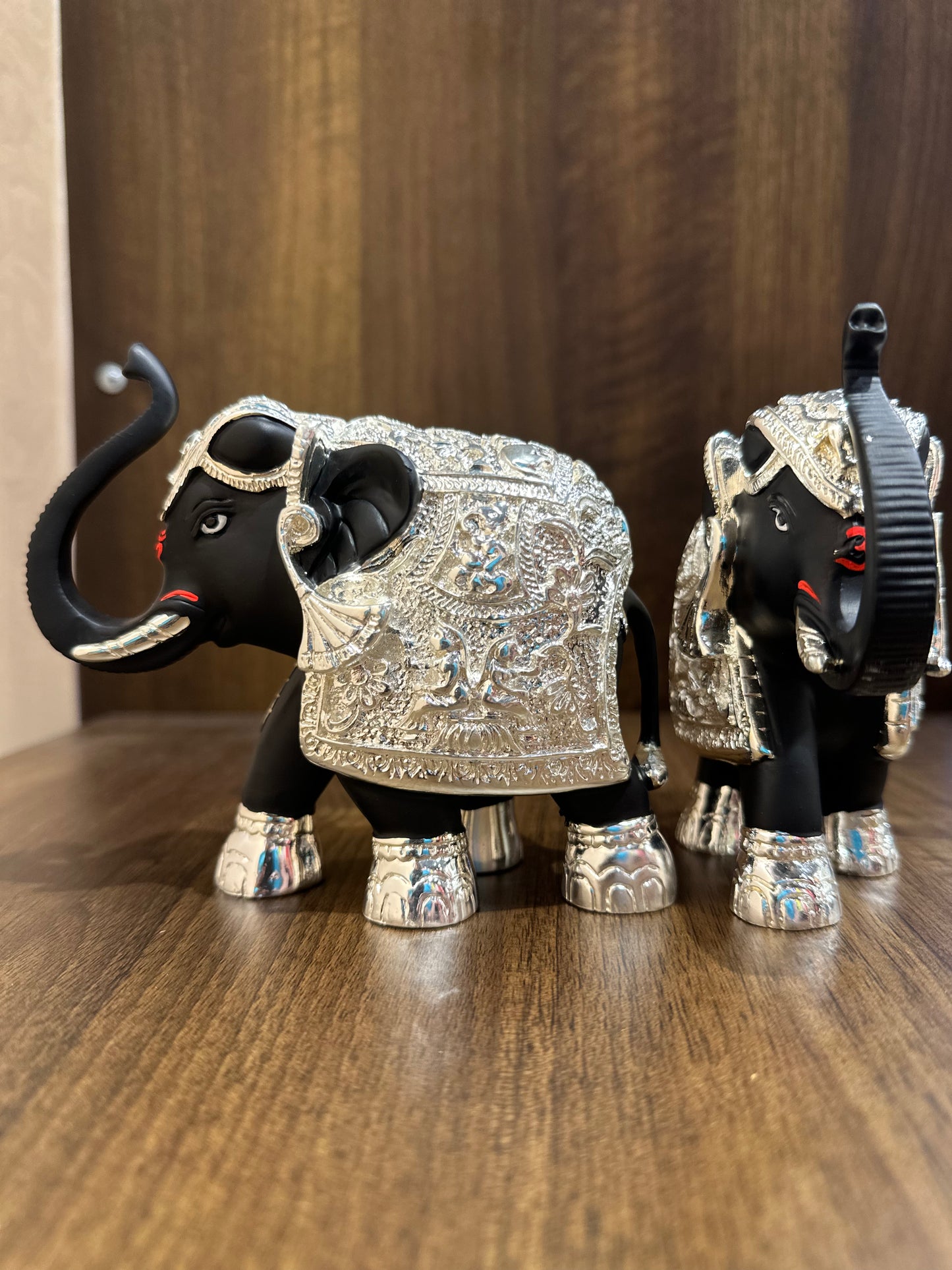 Black And Silver Coated Small Elephant