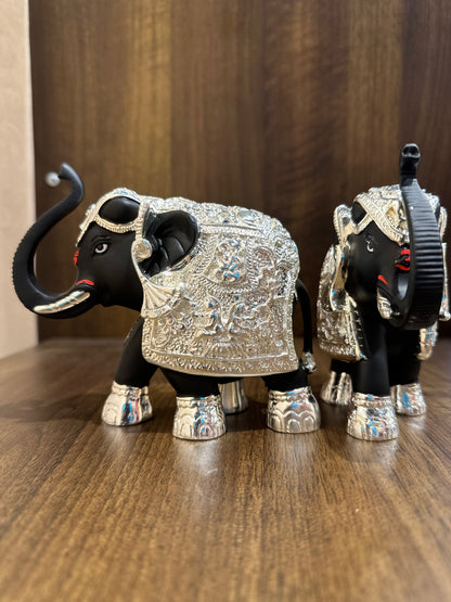 Black And Silver Coated Small Elephant