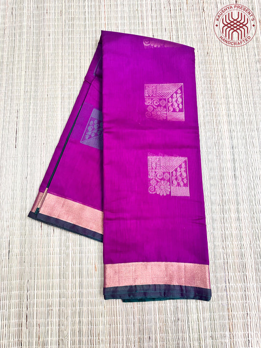 Purple & Dark Green Kanchi Soft Silk Cotton Saree