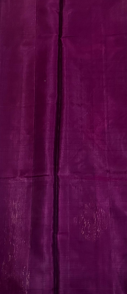 Dark Green Kanchi Soft Silk Cotton Saree with Purple Edging