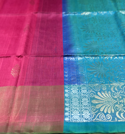 Pink & Teal Kanchi Silk Cotton Saree