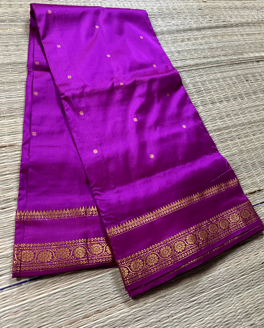 Magenta Pure Silk Gadwal Saree With Gap Radha Rani Border Self