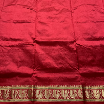Lavendor Purple Pure Silk Narayanpet Peshwai Saree with Red Border