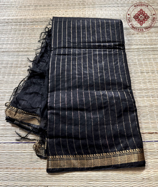 Black Linen Embroidery Saree