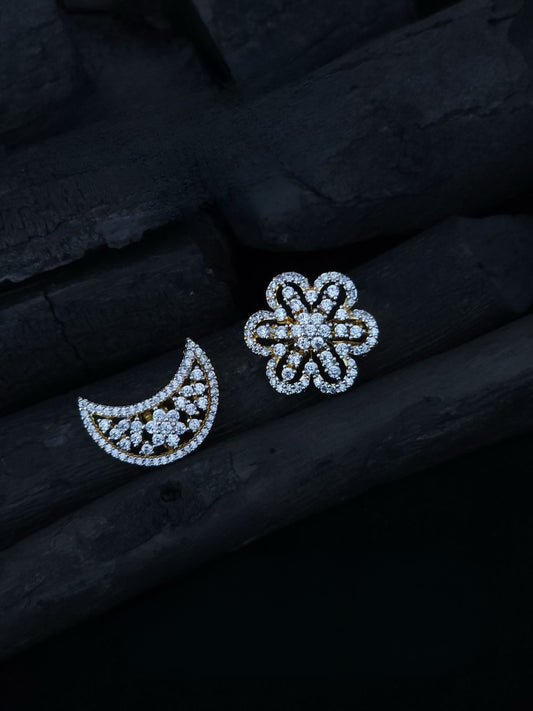 Premium Diamond Finish Moon & Floral Hair Accesories