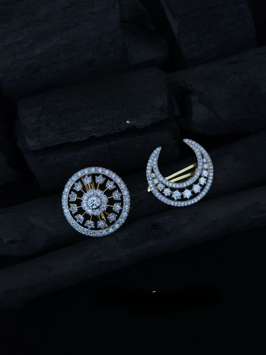 Premium Diamond Finish Round & Moon Hair Accessories