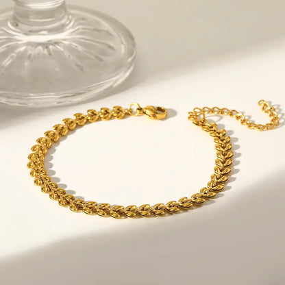 Unisex 18K Gold PVD Coating on Stainless Steel Leaf Bracelet