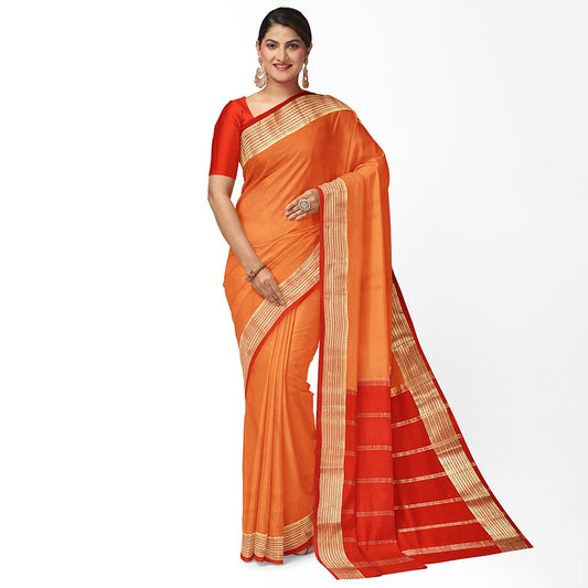 Orange Pure Silk Mysore Crepe Saree
