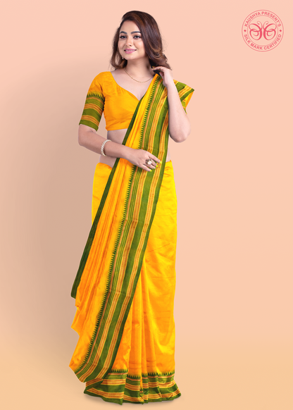 Yellow Pure Silk Narayanpet Saree