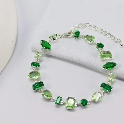 Round Zircon Electroplated With Gold Plated Bracelet  With May Birth Stone